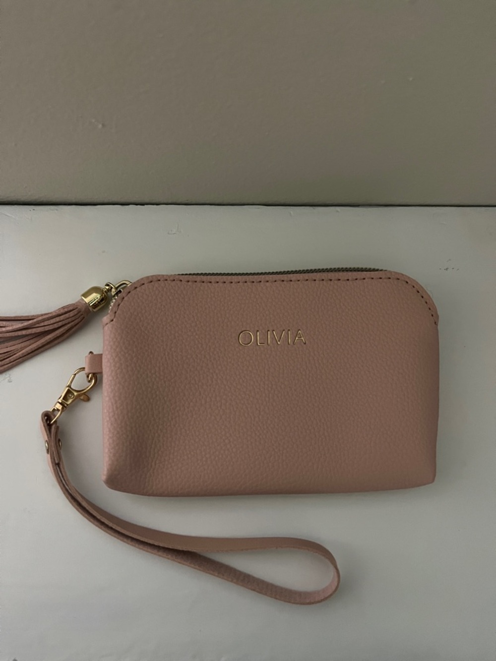 “Olivia” Blush Pink Wristlet Pouch